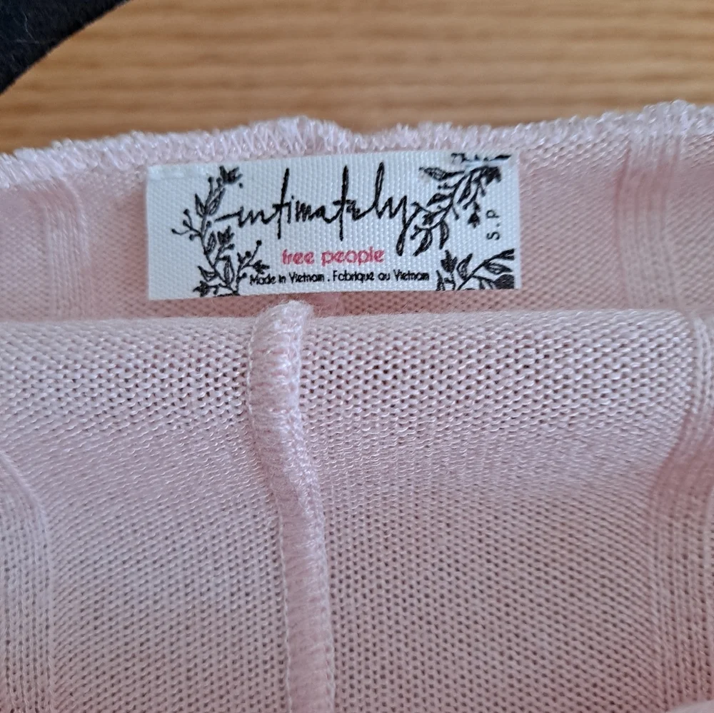 Free People Eyes Wide Open Light Pink Ribbed Long Sleeve Knit Top